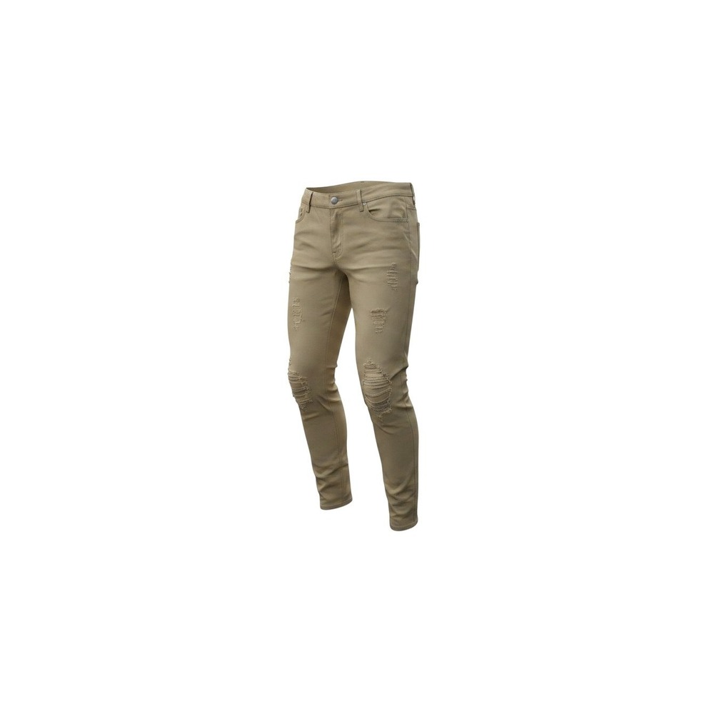 365 Distressed Skinny Jeans Womens L Khaki Tan Excellent Ripped Edgy Streetwear